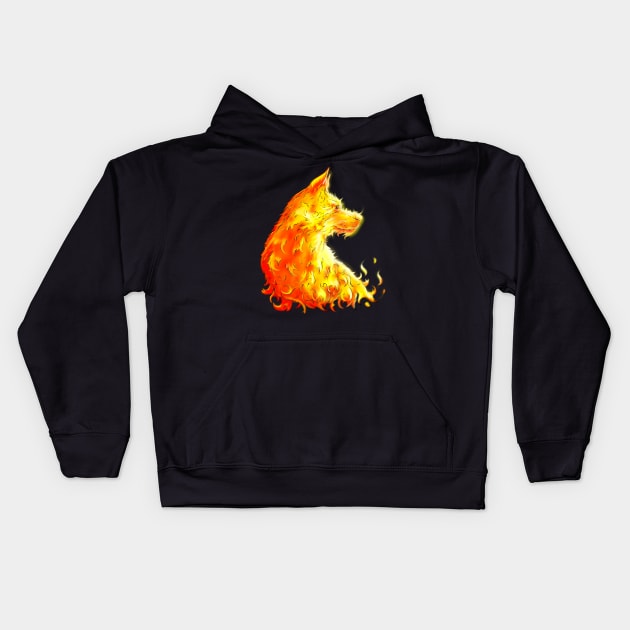 flame dog Kids Hoodie by AndreyG